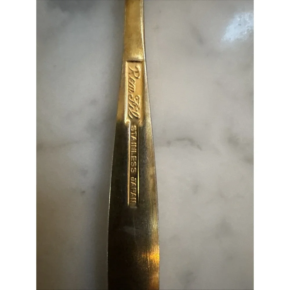 Ron FIL Japan Stainless‎ Steel Flatware Gold Tone 8 Pc Teaspoons